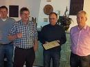 Lukas Hofrichter (Schriftf&uuml;hrer), Peter Nelles (1.Vorsitzender), Gerhard Cordes (40 Jahre Mitglied), Ludger Trinn (2. Vorsitzender)